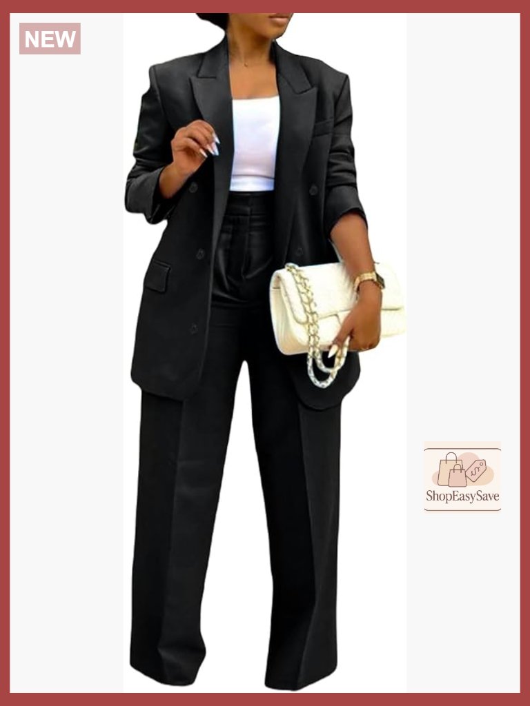 Women's 2 Piece Suit Set Blazer And Straight Leg Pants Business Casual Office